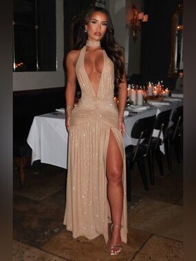 Melania Maxi Dress - Gold Sparkle